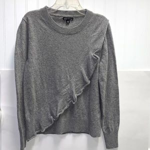 J Crew gray ruffle detail sweater size M